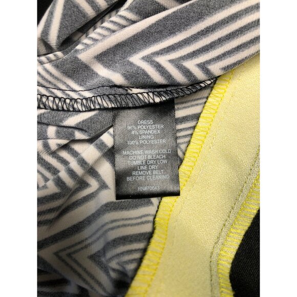 Jessica Howard Dress Womens Size 8 Black White Yellow Stretchy Zigzag Sleeveless - Picture 6 of 7